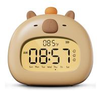 BANDIANCY Capybara Night Light Alarm Clock for Kids, Cordless Rechargeable Alarm Clock Digital Battery, Snooze, Dimming, Kawaii Capibara Night Light for Baby Nursery, School, Bedroom Décor Gifts