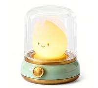 BANDIANCY Cute Smiley Lamp, Portable LED Night Light for Bedroom, Camping | Rechargeable, Dimmable, Candle Flame Light, Desk Decor & Gifts