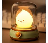 BANDIANCY Smiley Night Light for Baby Nursery, Rechargeable Stepless Dimming Small Night Stand Lamps, Cute Forest Green Vintage Lamp Decor Essentials for New Mom, Kids, Baby, Toddler