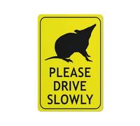 Bandicoot Long Nosed Please Drive Slowly Bright Yellow Sign for House Door Office Business Yard,Metal Aluminum Rust Free Sign - 12x16 Inches, Pre-Drilled Holes, Weather Resistant