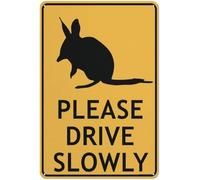 Bandicoot Warning Please Drive Slowly Warning Metal Sign Aluminum Signs for Outdoors Use Yard Farm Fence Home Wall Decor 8x12 inch