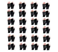 BANDIDOS 24 Pairs Bulk Black Boys Mens Girls Women Warm Anti Slip Half Finger Gripper Fingerless Gloves