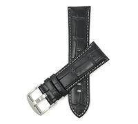 Bandini 18mm Mens Genuine Leather Watch Band Strap - Black - Crocodile Pattern