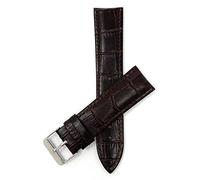 Bandini 18mm Mens Premium Vegan Watch Band - Premium Faux Leather Watch Strap - Brown - Alligator Pattern - Semi-Padded