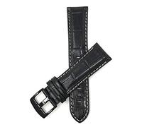 Bandini 20mm Mens Italian Leather Watch Band Strap - Black - Alligator Pattern - Black Buckle