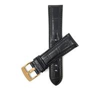 Bandini 20mm Mens Italian Leather Watch Band Strap - Black - Alligator Pattern - Gold Buckle