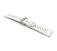Bandini 20mm Mens Italian Leather Watch Band Strap - White - Vented Racer - GT Rally
