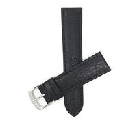Bandini 22mm Mens Italian Leather Watch Band Strap - Black - Semi-Padded - Buffalo Pattern