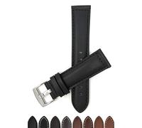 Bandini 22mm Mens Leather Watch Band Strap - Black - Tone-on-Tone Stitching - Mat Finish
