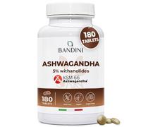 Bandini® Ashwagandha KSM-66® Vegan - 180 Tablets for 6 Months - Withania Somnifera (Indian Ginseng) Powder Supplement - 5% witanolides - Ayurvedic Remedy for Stress & Sleep - Alternative to Capsules