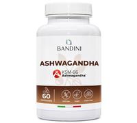 Bandini® Ashwagandha KSM-66® Vegan (60 Capsules) - Withania Somnifera, 5% witanolides - Pure KSM Premium Quality - Natural Supplement from Indian Ginseng Powder - Ayurvedic Remedy for Stress & Sleep