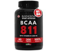Bandini® BCAA 8 1 1 BRANCHED Chain Amino ACIDS | 200 Tablets Fermented Amino Acids with Vitamin B1 and B6 | 8.1.1 with Leucine, Isoleucine, Valine | Intra Pre Post Workout | for The Gym | 811 Vegan