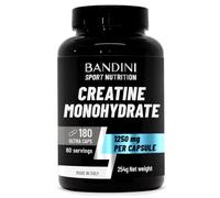 Bandini® Creatine Monohydrate 180 Capsules 3000mg per Serving - High Strength Gym Supplement for Men & Women - Pre Workout Energy Support - 100% Pure Micronized Creatine - Unflavoured Ultra Caps