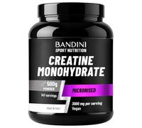 Bandini® Creatine Monohydrate Powder 500g - 100% Micronized Pure Creatine - High Strength Supplement - Supports Training & High-Intensity Performance - Scoop Included - 100% Vegan - 147 Servings