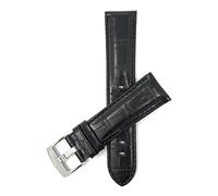 Bandini Extra Long XL 22mm Mens Italian Leather Watch Band Strap - Black - Alligator Pattern