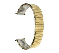 Bandini Gold Tone Mens 19mm Stainless Steel Stretch Metal Replacement Expansion Watch Band, Metal Stretch Strap - Compatible with Traditional and Smart Watches