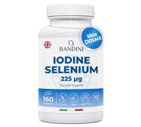 Bandini® Iodine 225 mcg + Selenium 100 mcg - 160 Tablets - High Absorption and Dosage - Dietary Supplement of Potassium Iodide KI + Selenium Methionine - Vegan, No GMO - Made in Italy