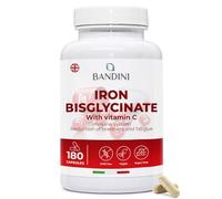 Bandini® Iron Capsules High Strength | 80mg Vegan Iron Bisglycinate with Natural Vitamin C | 6+ Month Supply, 180 Capsules | Tiredness, Fatigue, Blood, Immunity | High Absorption Supplement