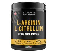 Bandini® L-Arginine + L-Citrulline 320 Capsules (1100 mg per Capsule), Arginine + Citrulline Malate Complex High Strength for Pre-Workout Gym, Endurance, Muscle Recovery, Semi-Essential Amino Acids