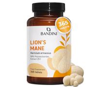 Bandini® Lions Mane Mushroom 2000mg - 365 High Strength Vegan Tablets | for 1 Year - Hericium Erinaceus 25:1 Extract + Black Pepper - 50% Polyphenols - Lion's Mane Alternative to Powder & Capsules