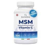 Bandini® MSM and Vitamin C - 2000 mg Methylsulfonylmethane - 200 High Strength Vegan Tablets - Supplement for Joints, Skin, Hair, Nails & Collagen Building - Non-GMO, No Preservatives, No Additives