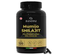 Bandini® Mumijo Shilajit 120 Capsules, 1000 mg per Daily dose, The Original Pure from The Himalayas, Rich in 85 Minerals, with 80% Fulvic Acid and Vitamin B6, Over 85 Trace Elements, 100% Vegan