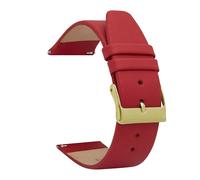 Bandini Quick Release Leather Watch Band - Red - Classic - Slim Replacement Watch Strap for Classic and Smart Watch Bands - Gold Buckle - 20mm