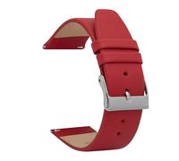 Bandini Quick Release Leather Watch Band - Red - Classic - Slim Replacement Watch Strap for Traditional and Smart Watch Bands - Silver Buckle - 20mm