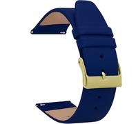 Bandini Quick Release Leather Watch Band - Royal Blue - Classic - Slim Replacement Watch Strap for Classic and Smart Watch Bands - Gold Buckle - 22mm
