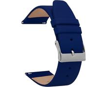 Bandini Quick Release Womens Leather Watch Band - Royal Blue - Classic - Slim Replacement Watch Strap for Classic and Smart Watch Bands - Silver Buckle - 12mm