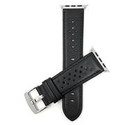 Bandini Replacement Watch Band for Apple Watch 42mm / 44mm, Black, GT Rally Perforrated, Vented Racer Leather, Fits Series 6, 5, 4, 3, 2, 1