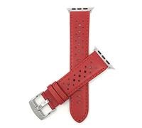 Bandini Replacement Watch Band for Apple Watch 42mm / 44mm, Red, GT Rally Perforrated, Vented Racer Leather, Fits Series 6, 5, 4, 3, 2, 1