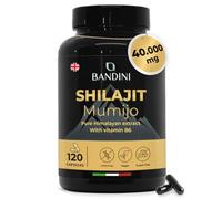 Bandini® Shilajit 40.000mg 120 Capsules High Strength, Extract 40:1, The Original Pure & Natural Himalayan Shilajit rich in 85+ Minerals, with 80% Fulvic Acid and Vitamin B6, Mumijo Shilajt 100% vegan