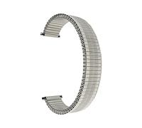 Bandini Silver Tone Mens 18mm Stainless Steel Stretch Metal Replacement Expansion Watch Band, Metal Stretch Strap - Compatible with Traditional and Smart Watches