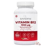 Bandini® Vitamin B12 High Strength | 365 Vegan Tablets for 1 Year's Supply | 1000 µg/mcg Methylcobalamin VIT B 12 | Energy Boost, Tiredness, Fatigue, Immunity Support | Non GMO, Laboratory Tested
