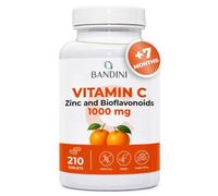 Bandini® Vitamin C 1000mg + Zinc + Bioflavonoids | 1 Tablet per Day | Vegan | Supports Immune System & Reduces Fatigue | Skin, Bones, Nails, Hair | High Strength Supplement with Pure Vit C | 210 Tablets