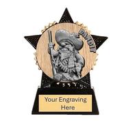 Bandit Golf Mini Star Black & Gold Resin Trophy Award 90mm Bandit Golf award Free Engraving-TS90BK-G-TRD