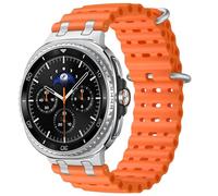 Bandkids Silicone Band for Samsung Galaxy Watch 8, Replacement Strap with Stainless Steel Buckle, Quick Release Adjustable Soft Durable Sport Wristband for Men Women, 46mm 44mm 40mm (Orange/Silver)