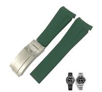 BANDKIT 18mm 19mm 20mm 22mm Curved End Silicone Rubber Watchband for Role strap Rolex Daytona Submariner GMT 21mm Watch Band Men Tools(Green,20mm)