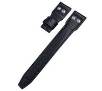 BANDKIT 20mm 21mm 22mm Real Leather Rivets Watchband For IWC SPITFIRE Big Pilot's Watch IW5009 Cowhide Strap(Black black plain,20mm)