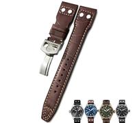BANDKIT 20mm 21mm 22mm Rivet Calfskin Leather Watch band Fit for IWC watch Big PILOT IW5009 SPITFIRE IW3777 Le Petit Prince Mark strap(Browm white 2,20mm)