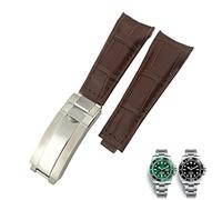 BANDKIT 20mm Curved End Watchbands Leather Strap Fit for Rolex 116610 Submariner Oyster GMT Daytona Slide Lock Buckle Cowhide Bracelets (Color : Brown, Size : 20mm)