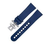 BANDKIT 23mm Fluorous FKM Rubber Soft WatchBands For Blancpain Strap Fifty Fathoms 5000 5015 Watch Belt Bracelets Replacement(Blue 4)