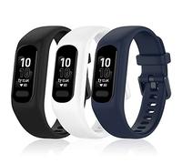 BANDKIT 3Pcs Soft Silicone Bands for Garmin Vivosmart 5 Straps Replacement Sport Colourful Strap for Vivosmart 5 Wristbands (Color : Black-White-Blue)