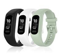 BANDKIT 3Pcs Soft Silicone Bands for Garmin Vivosmart 5 Straps Replacement Sport Colourful Strap for Vivosmart 5 Wristbands (Color : Black-Mint-Mint)