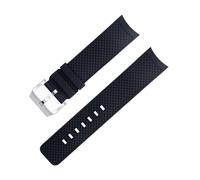 BANDKIT Curved End 22mm Quick Release Watch Band For IWC Strap Aquatimer Family Fluoro Rubber Watchband Bracelet(Black Silver Buckle)