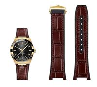 BANDKIT Genuine leather silicone base wristband for Omega constellation series Perfect Observatory 131.13 Manhattan series watch strap(Brown gold)