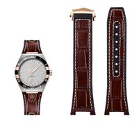 BANDKIT Genuine leather silicone base wristband for Omega constellation series Perfect Observatory 131.13 Manhattan series watch strap(Brown white RG)