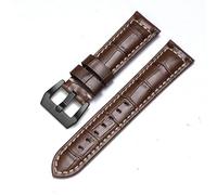 BANDKIT Genuine Leather Watch Band for Panerai Cowhide Crazy Horse Strap Men Bracelet Smooth Watchband 20mm 22mm 24mm 26mm(ClassicBrown-Black,24mm)