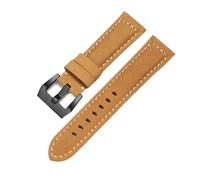 BANDKIT Genuine Leather Watch Band for Panerai Cowhide Crazy Horse Strap Men Bracelet Smooth Watchband 20mm 22mm 24mm 26mm(Light Brown-Black,20mm)